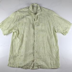Tommy Bahama‎ Shirt Mens XL 100% Linen Lime Green Floral Short Sleeve Beach